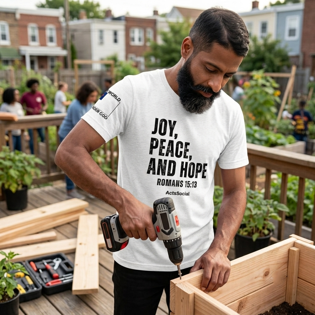 “Fueled by Faith. Filled by God.” – Romans 15:13 – ActsSocial Premium Unisex Tee