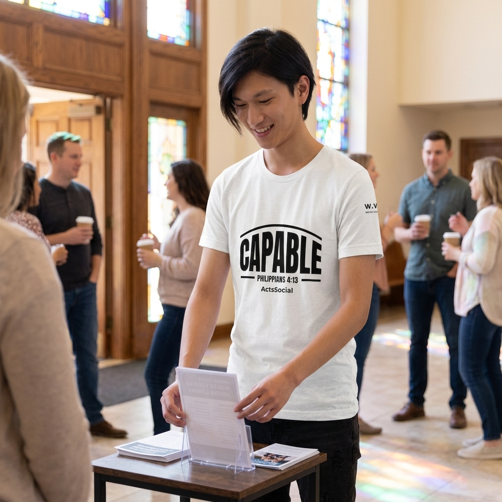 “More Than Able — Through Christ” – Philippians 4:13 – ActsSocial Premium Unisex Tee