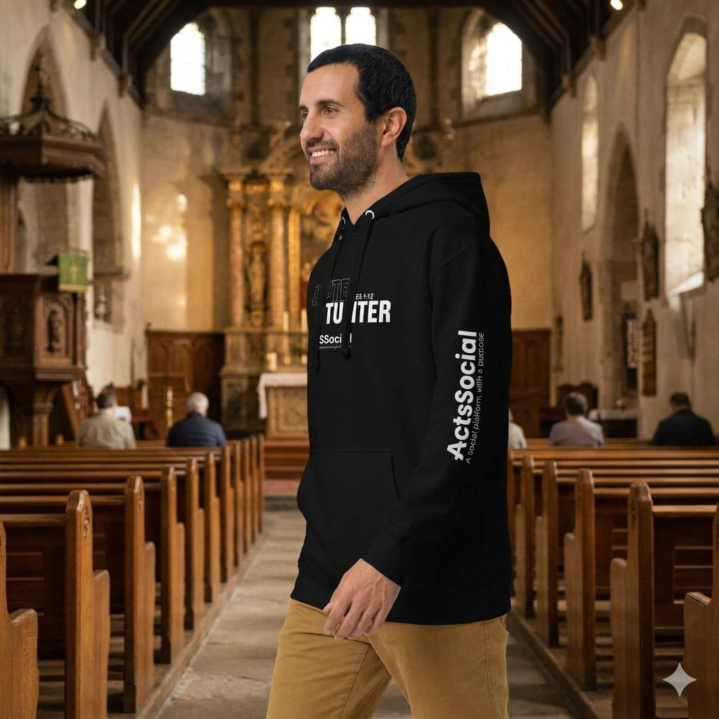 TROPHY HUNTER 🏆 | James 1:12 | ActsSocial Raglan Black/Blue Hoodie